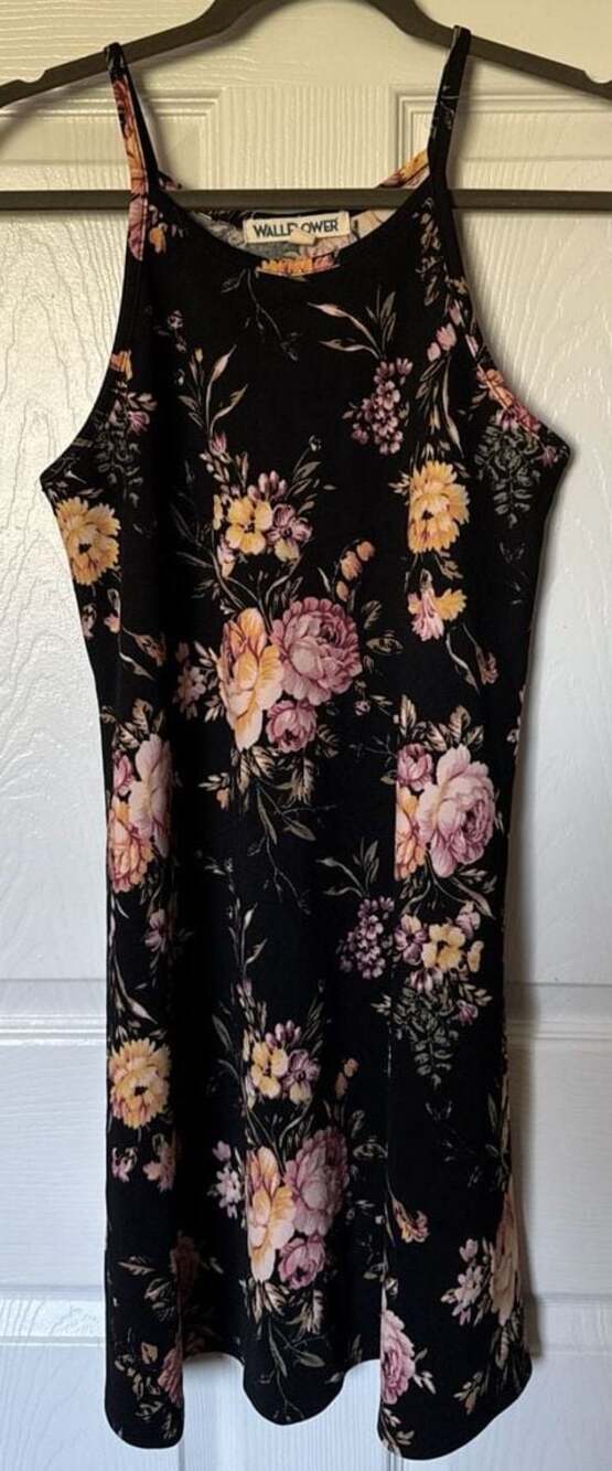 Wallflower Black Floral Halter Neck Mini Dress Size M